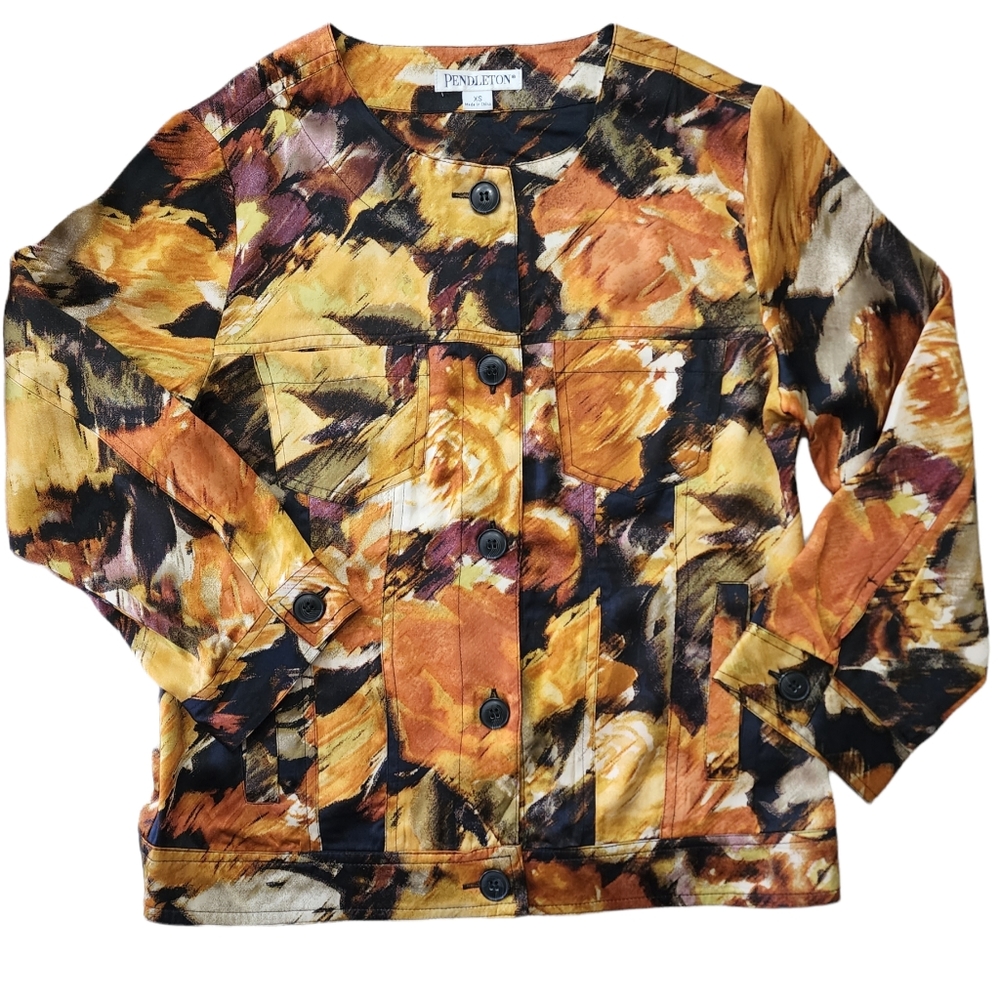 Women's Pendleton Silk Button Up Jacket Blouse Sz XS
